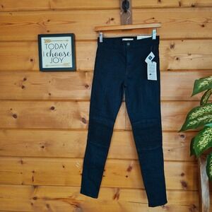 Gap NWT Sculpt True Skinny Blue Black Denim Moto Pleat Knee Mid Jean Sz 26 x 28"